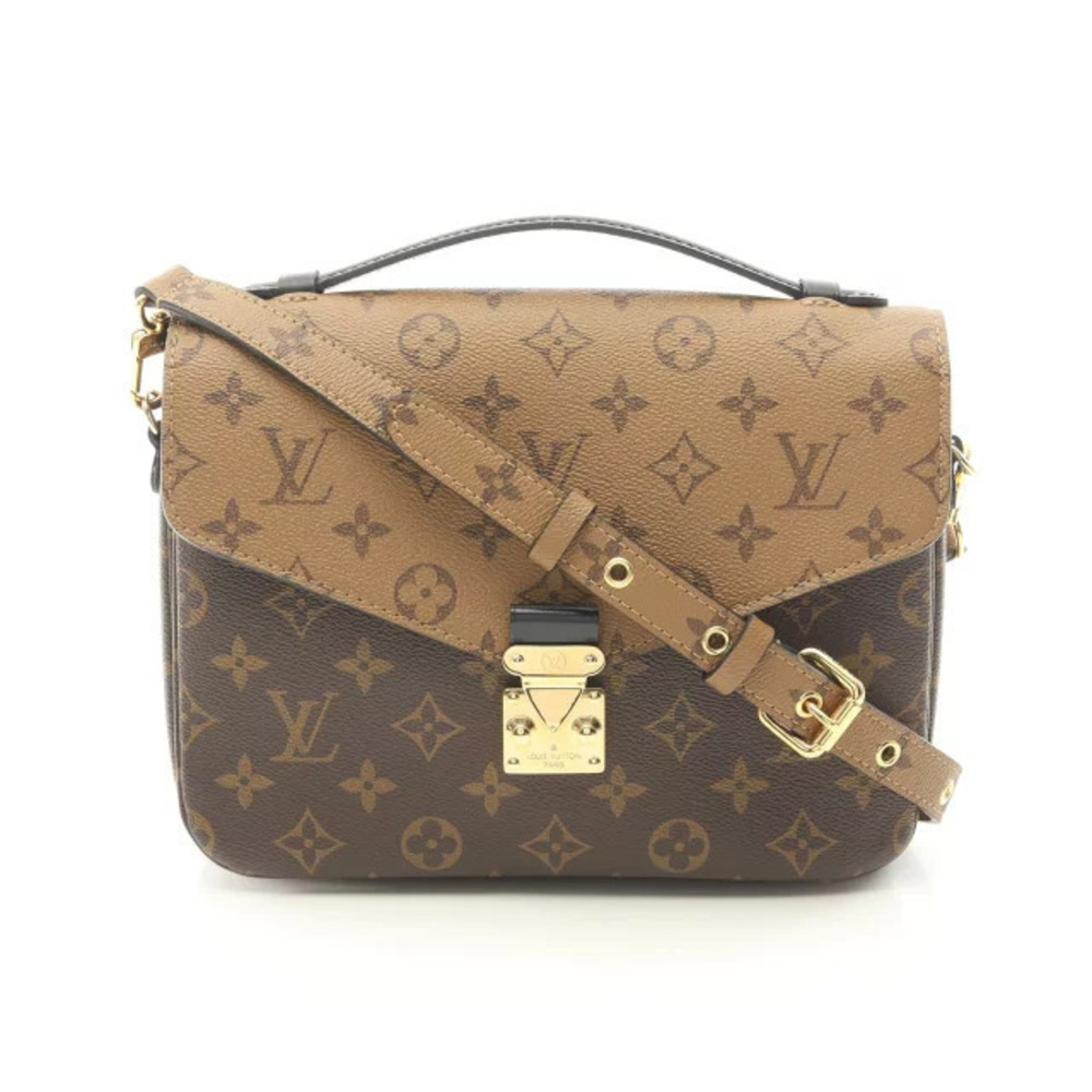 Louis Vuitton Pochette Metis Handbag Canvas Leather Monogram Reverse Brown Black
